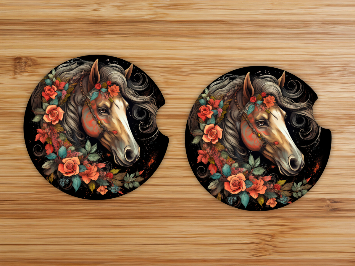 Floral Horse Car Coasters