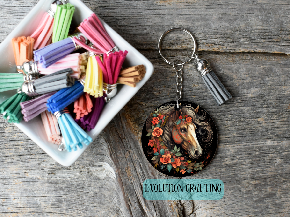 Floral Horse Keychain