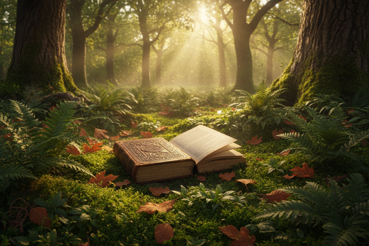 book in a forest
